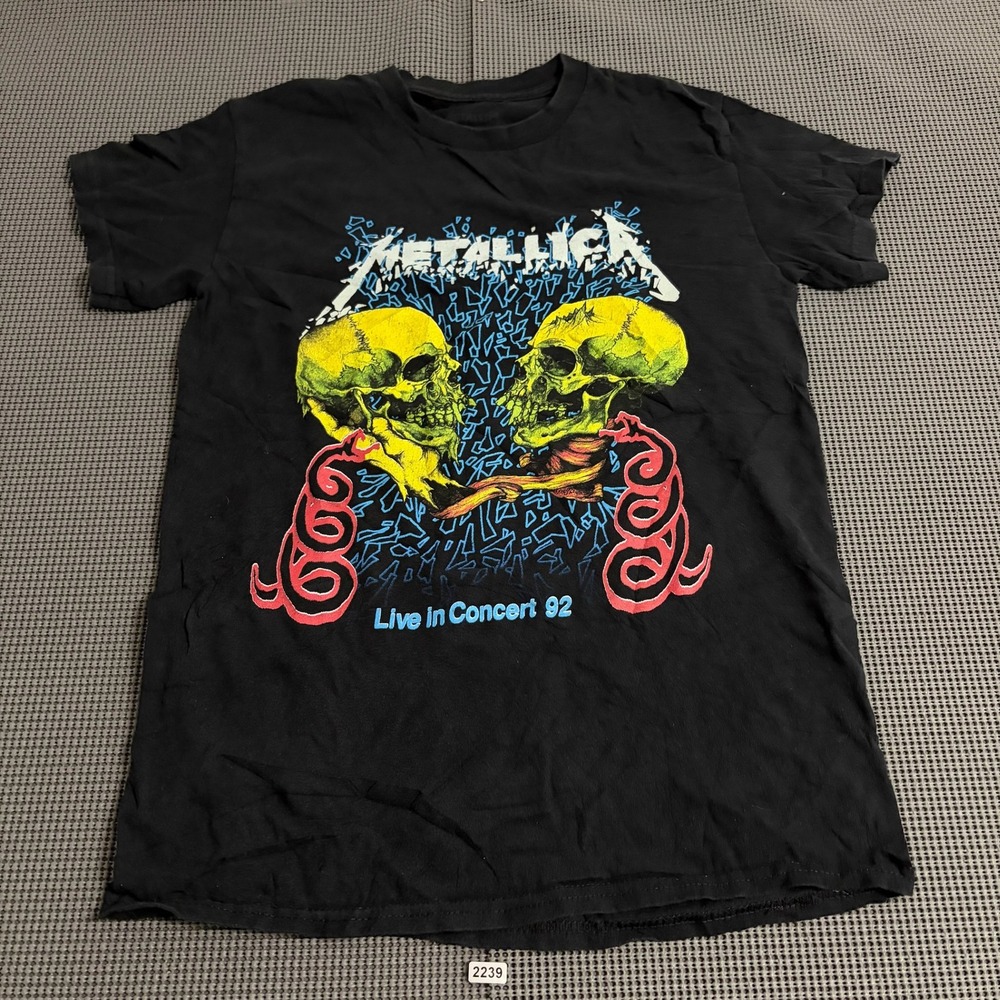 Metallica Live in Concert 92 Skull T-Shirt Black Mens Estimated Small